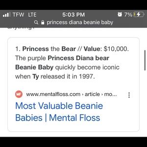 Limited addition princess Diana beanie baby